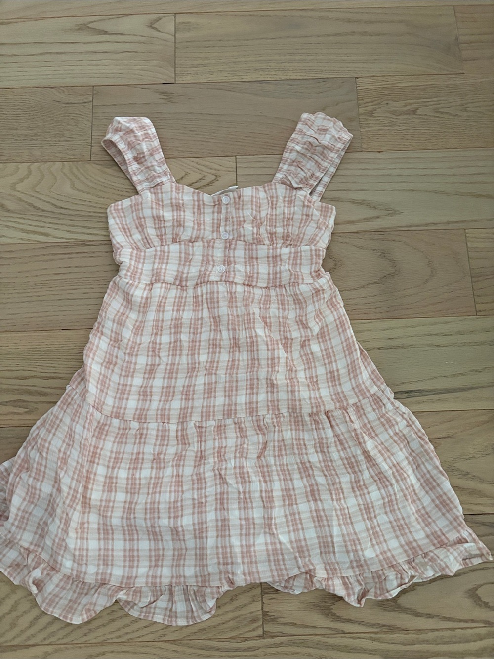 Pink Republic Girls Pink Plaid Sundress with Ruffle Hem